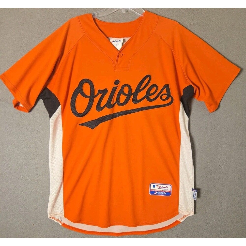 Authentic Baltimore Orioles O's Cool Base Practice BP Orange Large Jersey EUC